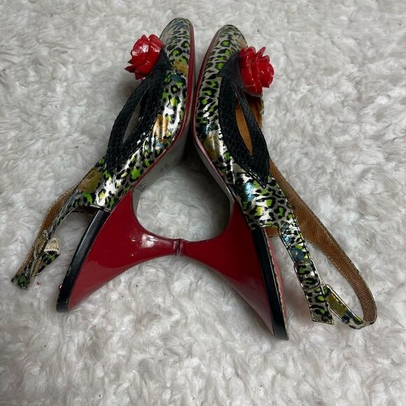 Poetic Licence License Tea Party Leopard Red Rose Peep Toe Heels Size 8 - Picture 4 of 8